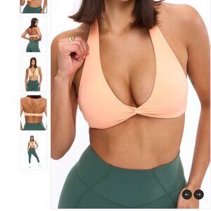 Buffbunny Twisted Halter Sports Bra Peach Rings - Medium
